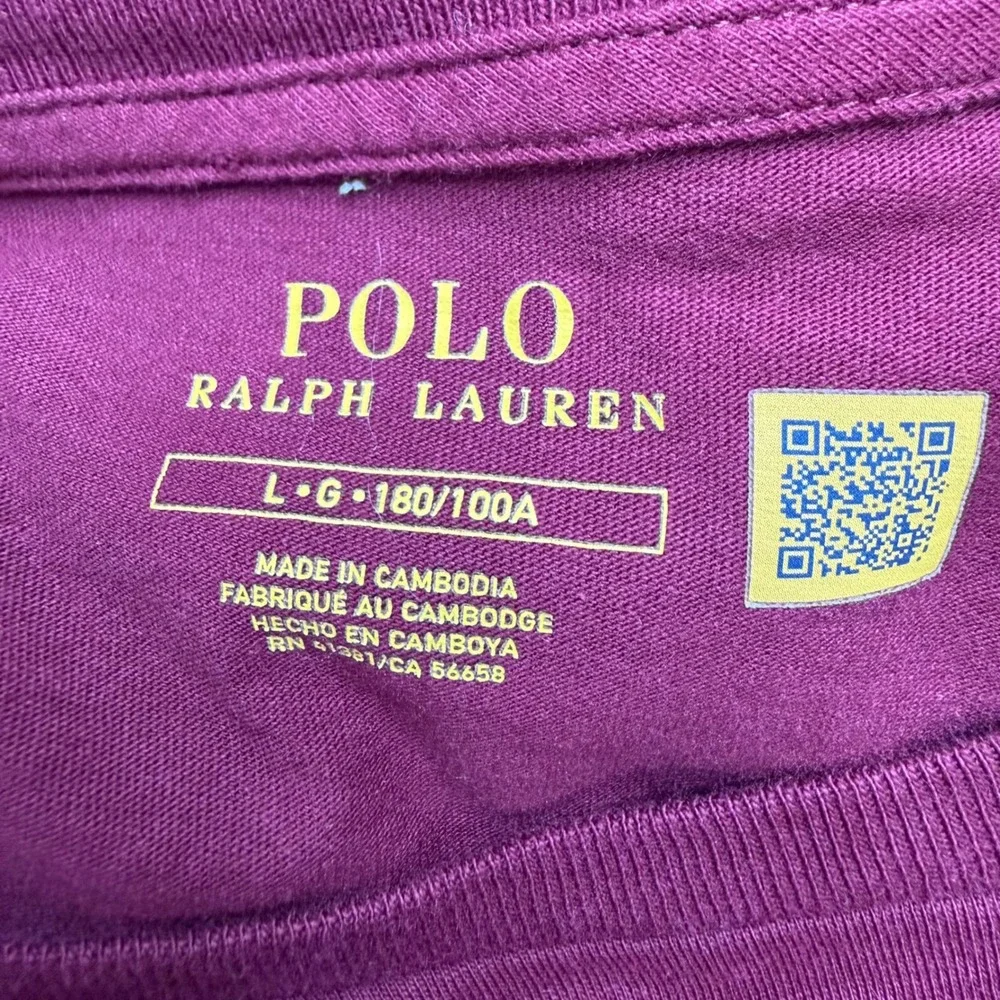 Polo Ralph Lauren T-Shirt Men L Burgundy Long Sleeve Crew Neck Pony Logo Preppy